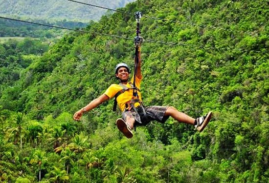 Samana Zipline Tour in El Valle forest in Dominican Republic.